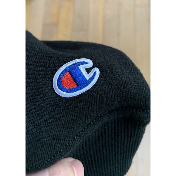 Champion Women's Black Powerblend Fleece Hoodie Script Logo Relaxed- Size Large - Picture 8 of 9